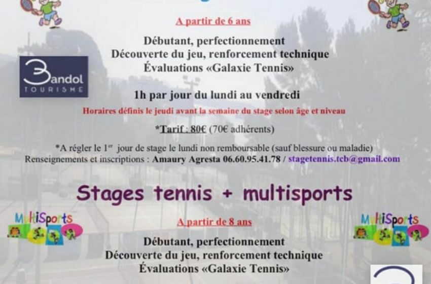 Stages tennis  Février Bandol
